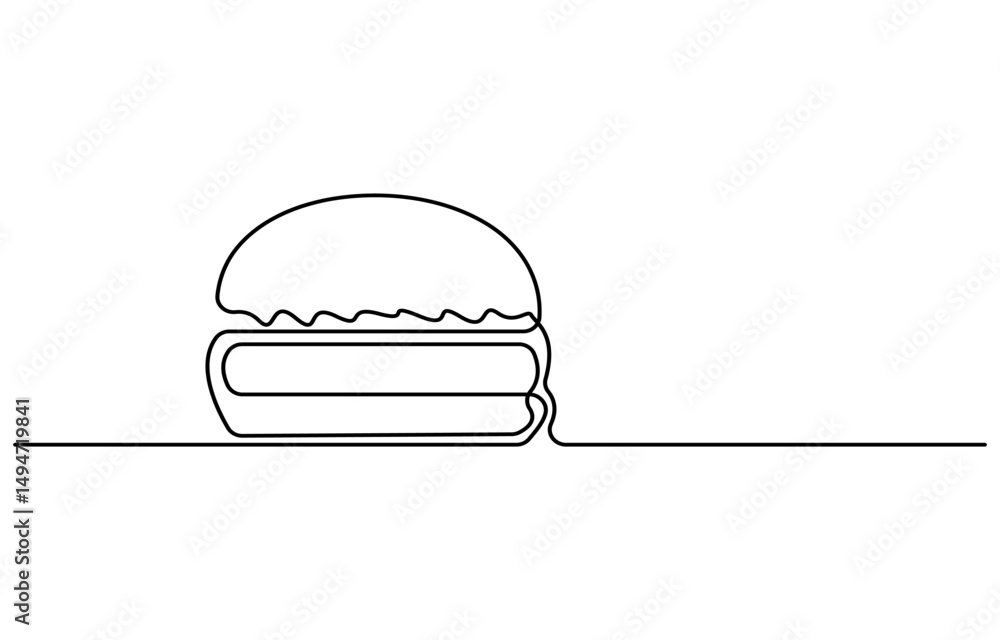 Poster fast food continuous line drawing with color shapes