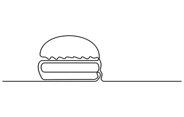 Fast Food continuous line drawing with color shapes