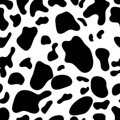 Fototapeta premium Cow print pattern seamless. Black cow skin texture for printing, cutting, crafts, stickers or cover.
