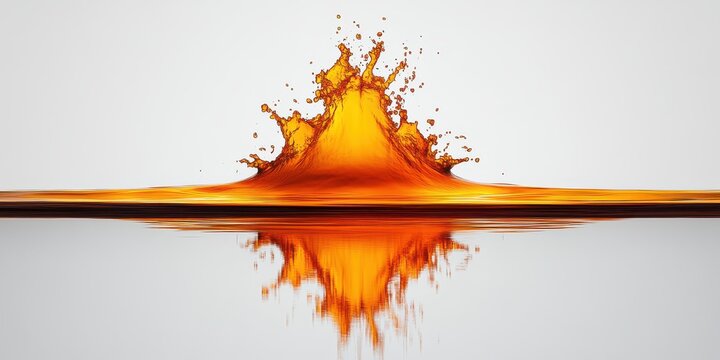 Abstract Orange Liquid Splash Dynamic Reflection Design Background sun art gold wave flow fire heat
