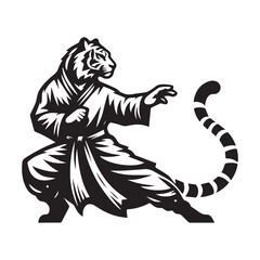 Wild Kungfu Tiger Emblem – Sport Style Animal Logo Vector