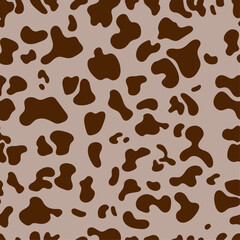 Cow print pattern seamless. Brown cow skin texture for printing, cutting, crafts, stickers or cover.
