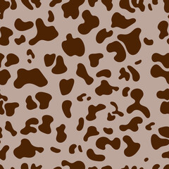 Cow print pattern seamless. Brown cow skin texture for printing, cutting, crafts, stickers or cover.