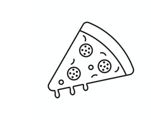 Pizza Slice Outline: A simple, minimalist illustration of a pepperoni pizza slice, with a bold outline style and dripping cheese. perfect for menu graphics, food blog, or social media.