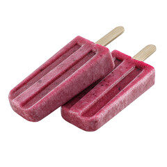 Two berry popsicles on a black surface  isolated on white background.png isolated on transparent background 