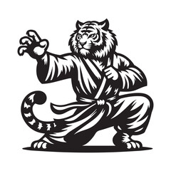 Tiger Kung Fu Master Logo – Powerful Animal Character in Combat Pose