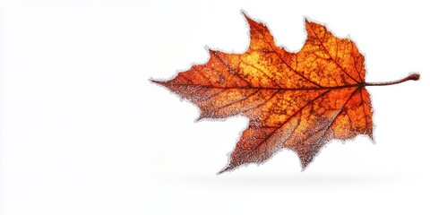 Frozen Autumn Maple Leaf Isolated White Background Nature Photography red fall cold life vein frost