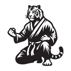 Aggressive Tiger Karate Fighter – Editable Vector Logo Design