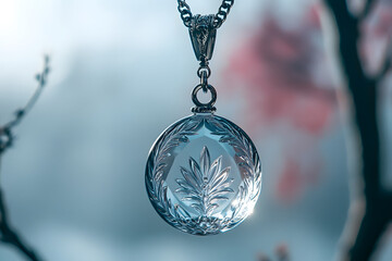 Clear acrylic key chain mockup on plain background