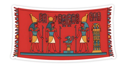 Egyptian Gods Red Tapestry Sticker