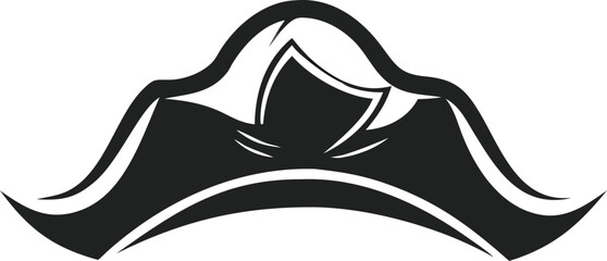Fototapeta premium Monochrome Silhouette of a Pirate Hat with Classic Tricorne Shape on a White Background. 