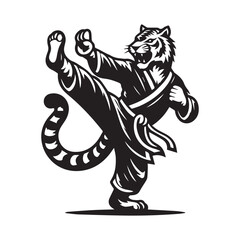 Tiger Kung Fu Master Logo – Powerful Animal Character in Combat Pose