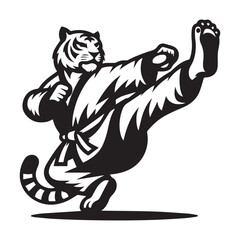 Kung Fu Tiger Mascot Logo – Fierce Martial Arts Animal Vector