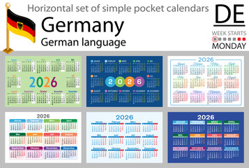 German horizontal Set of pocket calendars for 2026
