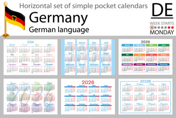 German horizontal Set of pocket calendars for 2026