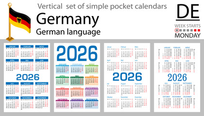 German vertical Set of pocket calendars for 2026