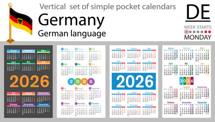 German vertical Set of pocket calendars for 2026