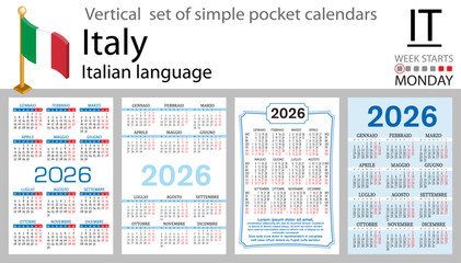Italian vertical Set of pocket calendars for 2026