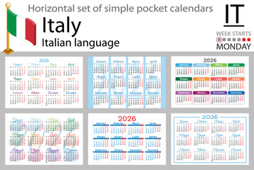 Italian horizontal Set of pocket calendars for 2026