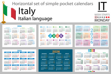 Italian horizontal Set of pocket calendars for 2026