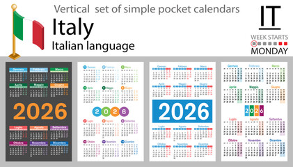 Italian vertical Set of pocket calendars for 2026