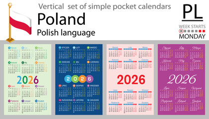 Polish vertical Set of pocket calendars for 2026