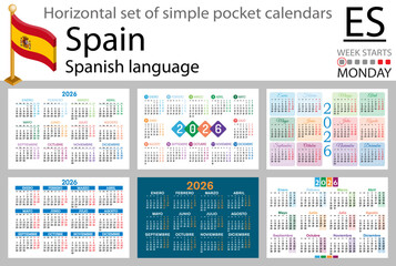 Spanish horizontal Set of pocket calendars for 2026