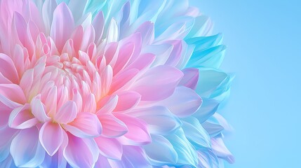 Obraz premium Soft Colorful Flower Petals with Gradient Tones Against a Light Blue Background for Floral Designs