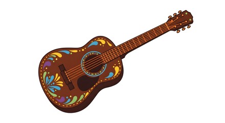 Obraz premium Colorful Decorated Acoustic Guitar Illustration