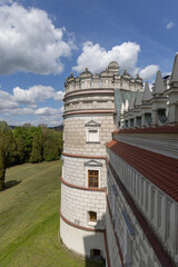 Fortified Papal Tower with roof parapet in shape of crown of Pope, Krasiczyn Castle, Poland