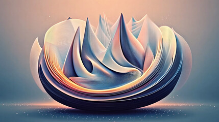 Abstract Flowing Sculpture with Gradient Lines. Futuristic Digital Art Composition