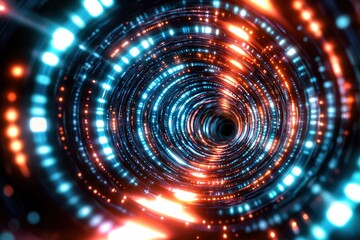 Obraz premium Cosmic vortex with neon colors and motion blur light trails. Generative Ai