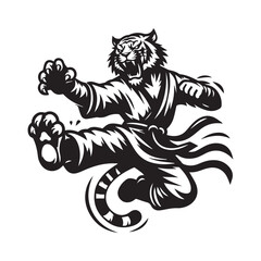 Kung Fu Tiger Mascot Logo – Fierce Martial Arts Animal Vector
