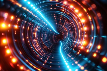 Obraz premium Cosmic vortex with neon colors and motion blur light trails. Generative Ai