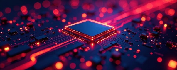 Abstract circuit board glowing lines, technology background, electronics, stylish, science