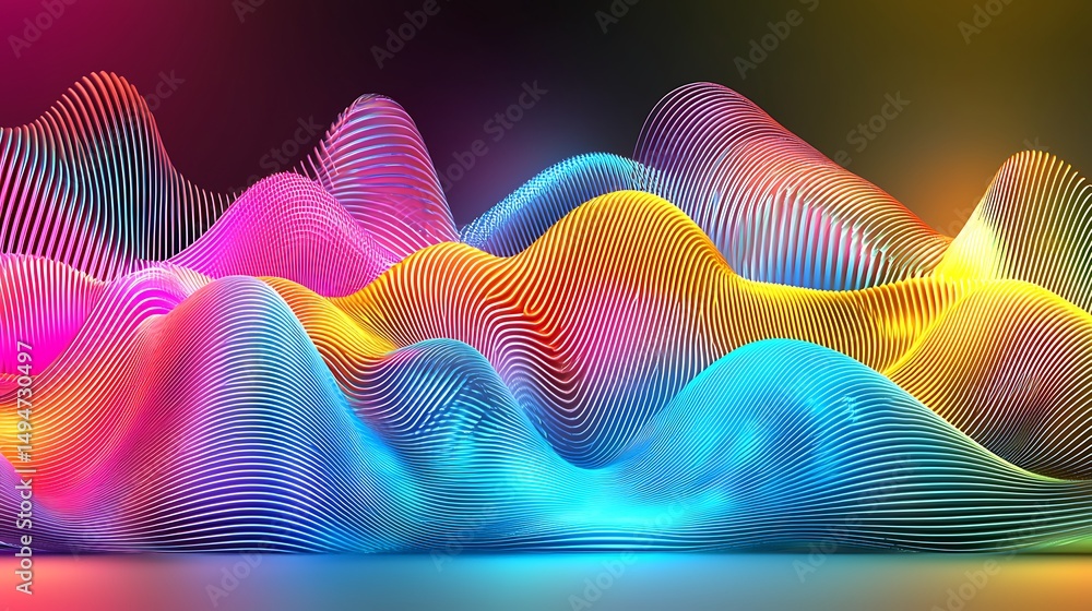 Poster vibrant colorful waves of light creating a stunning abstract background for creative projects