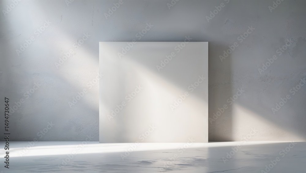 Poster empty white gallery wall illuminated by soft natural light, creating a serene and minimalist atmosph