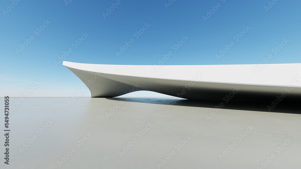 Poster 3d illustration of abstract minimal architecture background, geometric architectural with curve desi