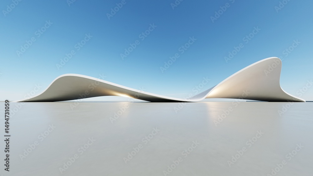 Poster 3d illustration of abstract minimal architecture background, geometric architectural with curve desi