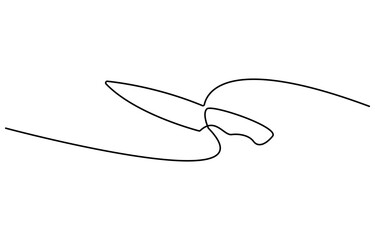 Butcher Knife Web Banner with Continuous Line Icon