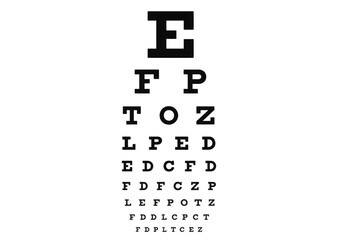 Classic eye chart for vision testing with transparent background