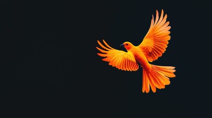 Obraz premium Fiery bird soars against dark sky