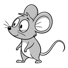 Gray cartoon mouse is walking on white background. Adobe Illustrator Artwork