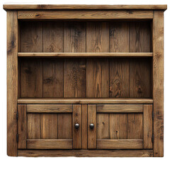 Rustic Wooden Bookcase on transparent background