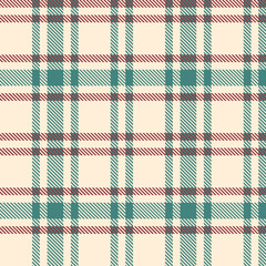 Classic Cream, Teal, and Burgundy seamless plaid pattern background for textile design .Perfect for textile or print design. vector illustration.