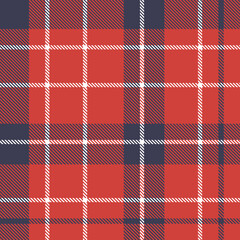 Classic Red, Navy, and White Tartan seamless plaid pattern background for textile design .Perfect for textile or print design. vector