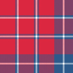 Bold Red, Blue, and White seamless plaid pattern background for textile design .Perfect for textile or print design. vector illustration.