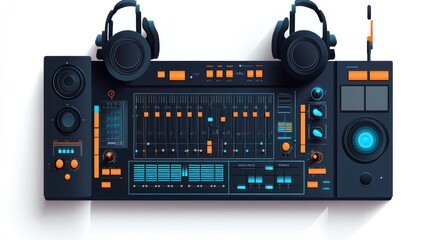 Fototapeta premium Modern audio mixing console