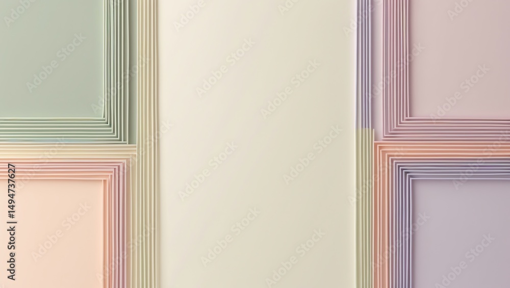 Poster abstract pastel layered frames with neutral background space for text