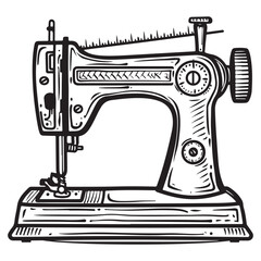 Vintage sewing machine vector illustration on a white background